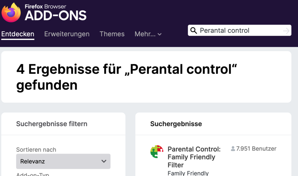 Firefox Ad-on: Parental Control
