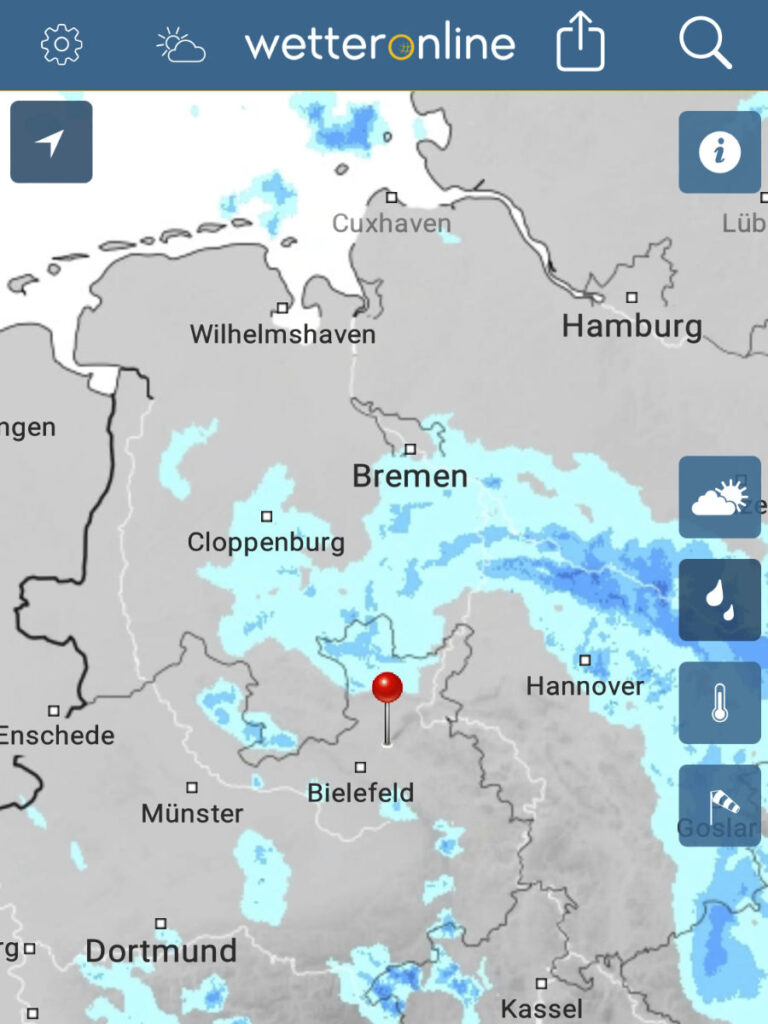 Regenradar nutzen, um beim Wandern einen Regenschauer zu vermeiden!